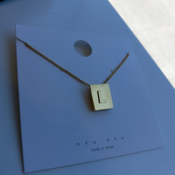 Super High Polished Block Initial (L) Monogram 18k Gold Filled Necklace - Picture 1 of 7